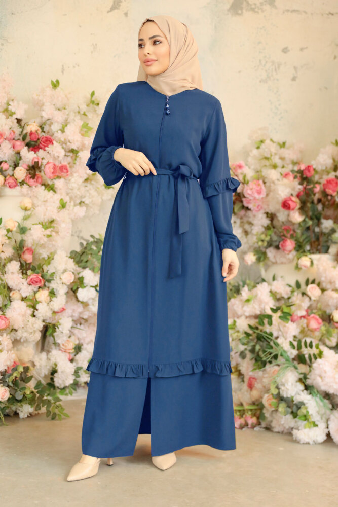 İndigo Blue Modest Plus Size Abaya 45278IM - 1