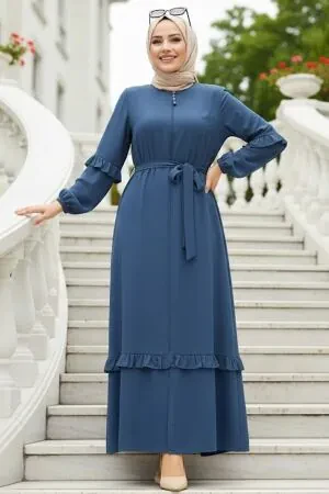 İndigo Blue Modest Plus Size Abaya 45278IM 