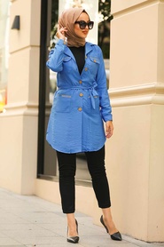 Indigo Blue - Neva Style - Hijab Chemise - 38902IM - Thumbnail