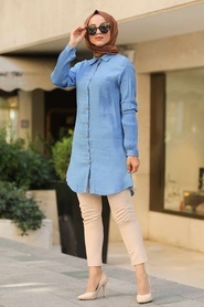 Indigo Blue - Neva Style - Hijab Chemise - 39701IM - Thumbnail