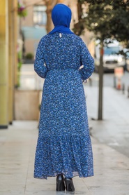 İndigo Blue-Neva Style-Hijab Robe-10066IM - Thumbnail
