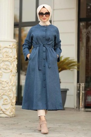 Indigo Blue - Neva Style - Manteau Feutre Hijab - 5505IM - Thumbnail