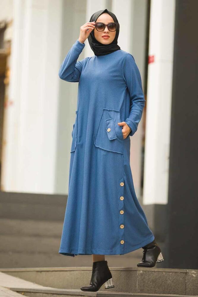 Indigo Blue - Neva Style - Robe En Velours Hijab - 15101IM - 1