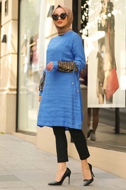 Indigo Blue - Neva Style - Tunique Hijab - 3982IM - Thumbnail