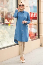 Indigo Blue - Neva Style - Tunique Hijab - 465IM - Thumbnail