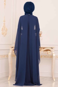 Indigo Blue - Tesettürlü Abiye Elbise - Robe de Soirée Hijab - 3843IM - Thumbnail