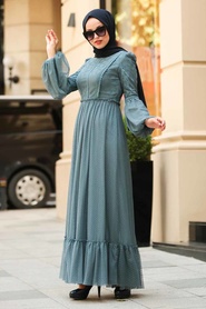 Indigo Blue - Tesettürlü Abiye Elbise - Robe de Soirée Hijab - 3890IM - Thumbnail