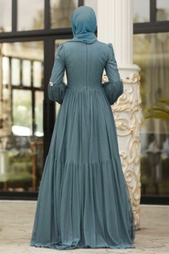 Indigo Blue - Tesettürlü Abiye Elbise - Robe de Soirée Hijab - 38940IM - Thumbnail