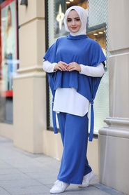 İndigo Blue Triple Suit Dress 13310IM - Thumbnail