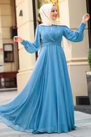 Indigo Blue - Tuay - Robe de Soirée Hijab - 30630IM - Thumbnail