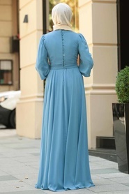 Indigo Blue - Tuay - Robe de Soirée Hijab - 30630IM - Thumbnail