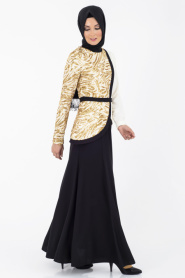 İpekdal - Altın İşlemeli Tesettür Elbise 3913ES - Thumbnail