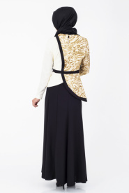İpekdal - Altın İşlemeli Tesettür Elbise 3913ES - Thumbnail
