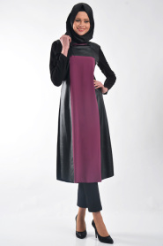 İpekdal - Plum Color Hijab Tunic 848MU - Thumbnail