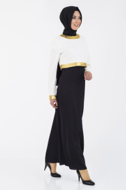 İpekdal - Siyah Tesettür Elbise 3835S - Thumbnail