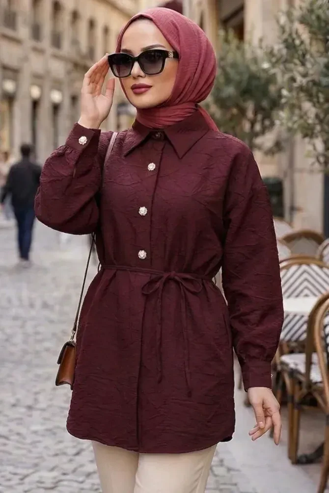 Jacquard Koyu Burgundy Modest Tunic 5335KBR - 1