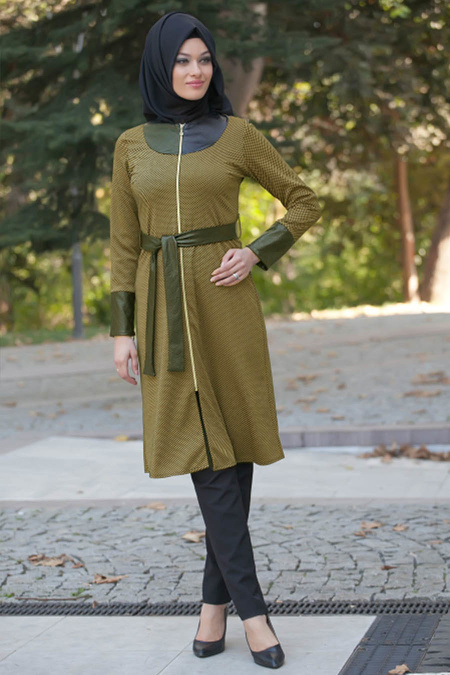 Jaune-Nayla Collection - Manteau Hijab 5181ASR