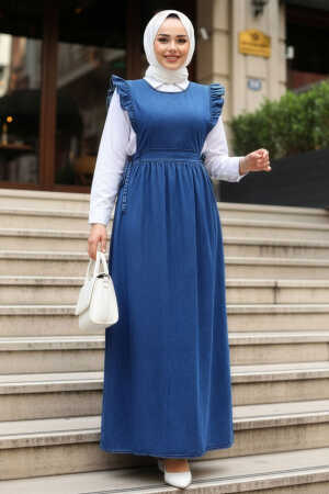 Jile Lacivert Tesettür Kot Elbise 19113L - NEVA STYLE