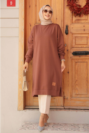 Kahverengi Tesettür Tunik 30645KH - 1
