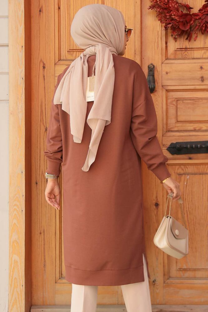 Kahverengi Tesettür Tunik 30645KH - 3