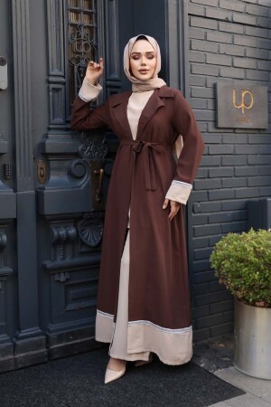 Kahverengi Tesettür Üçlü Takım 76371KH - 3