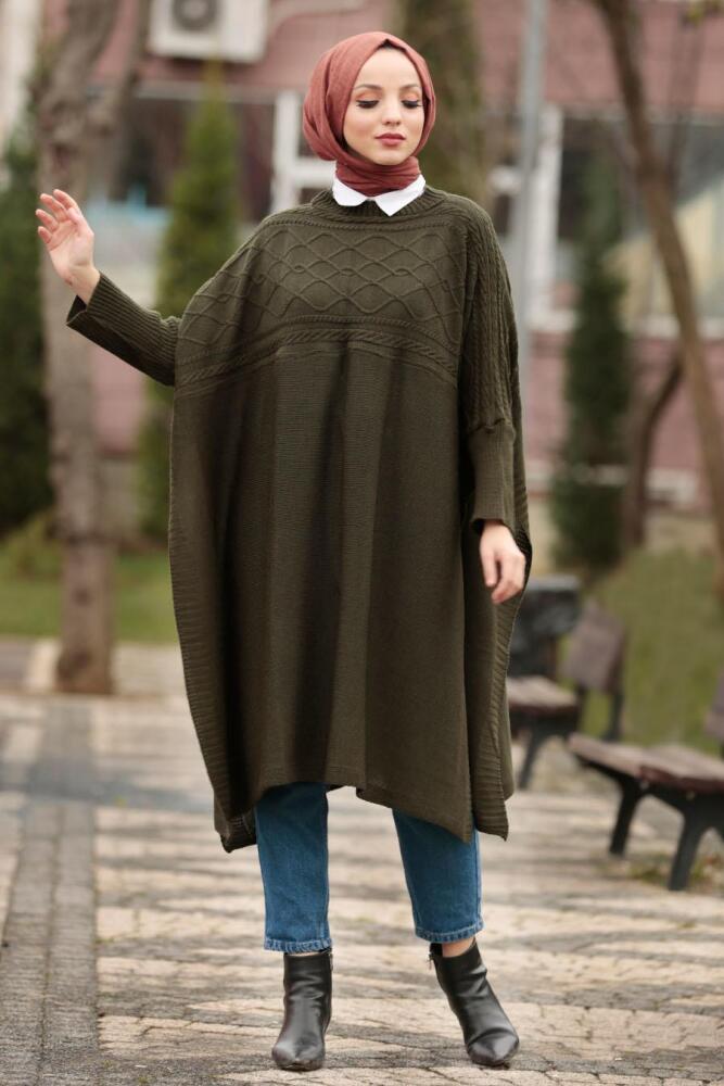 Kaki Foncé - Nayla Collection - Poncho Hijab 21040KHA - 1