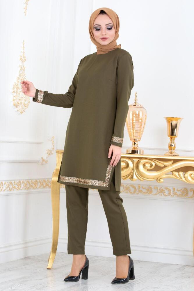 Kaki - Nayla Collection - Combination Hijab 5417HK - 1