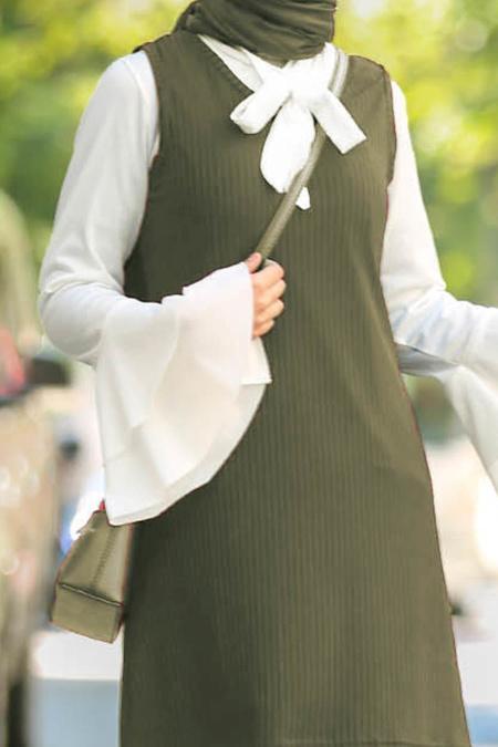 Kaki - Nayla Collection - Combination Hijab 995HK - 2