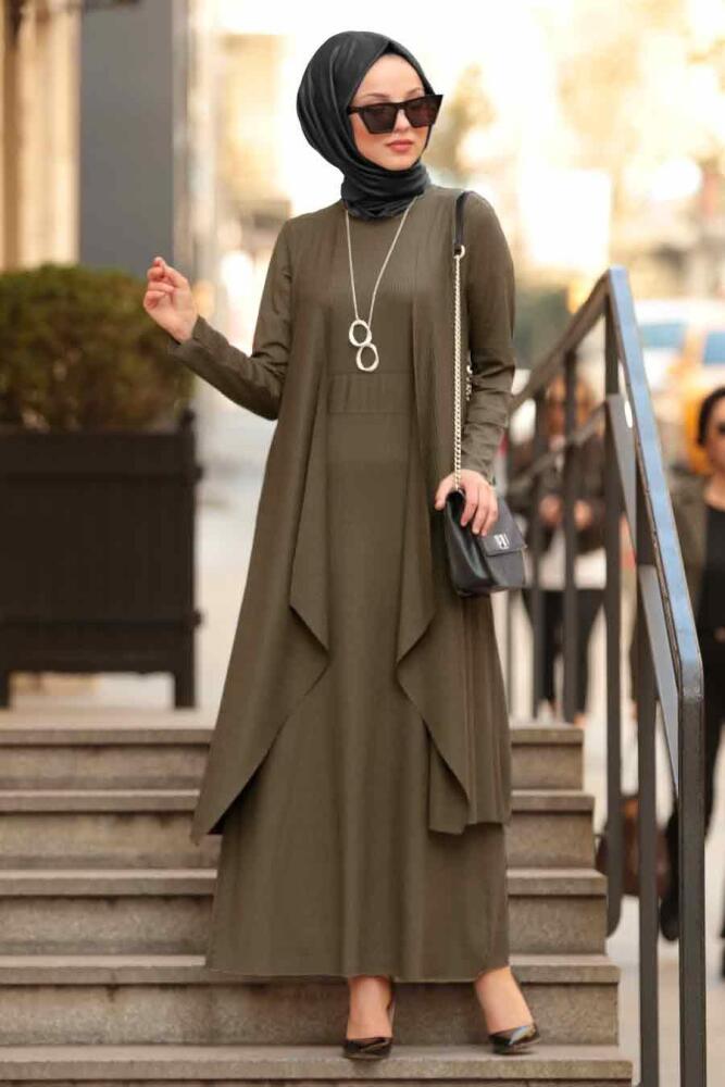 Kaki - Nayla Collection - Double Ensemble Hijab - 8011HK - 1