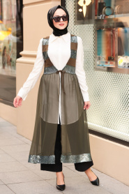 Kaki - Nayla Collection - Gilet Hijab 70090HK - Thumbnail