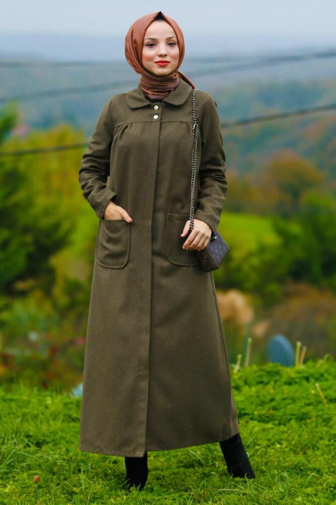 Kaki - Nayla Collection - Manteau Hijab 2445HK - 1