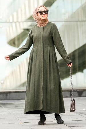 Kaki - Nayla Collection - Manteau Hijab 2446FU - 1