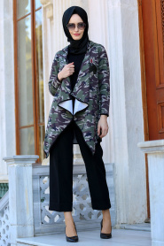 Kaki-Nayla Collection - Manteau Hijab 40022HK - Thumbnail
