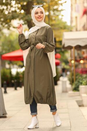 Kaki-Nayla Collection - Manteau Hijab 40430HK - 1