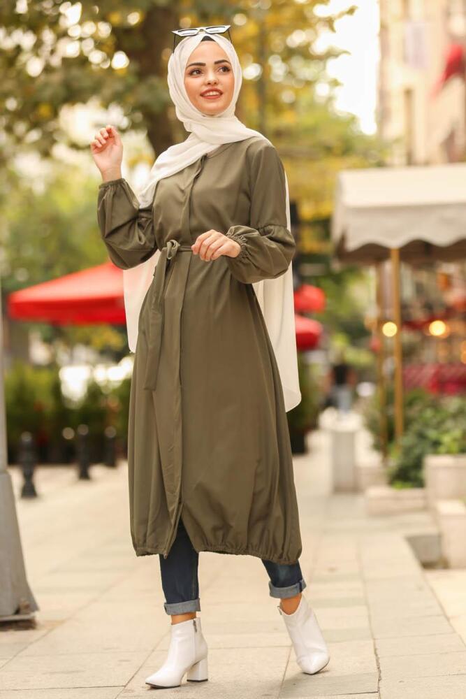 Kaki-Nayla Collection - Manteau Hijab 40430HK - 1