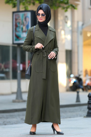 Kaki- Nayla Collection - Manteau Hijab 53520HK - Thumbnail