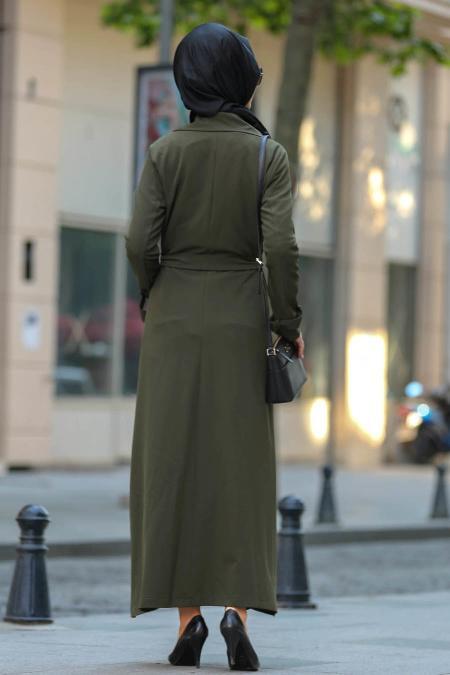 Kaki- Nayla Collection - Manteau Hijab 53520HK - 2