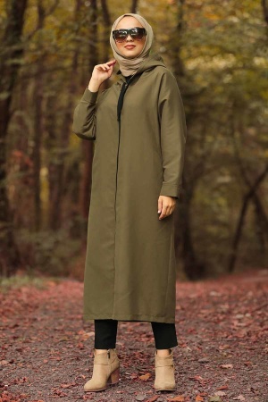 Kaki - Nayla Collection - Manteau Hijab 53970HK - 1