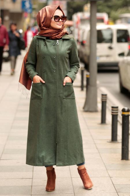Kaki - Nayla Collection - Manteau Hijab 53980HK - 1