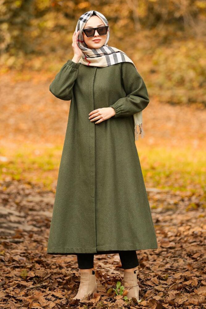 Kaki-Nayla Collection - Manteau Hijab 5420S - 1