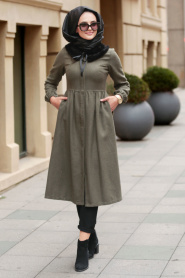 Kaki-Nayla Collection - Manteau Hijab 9081HK - Thumbnail