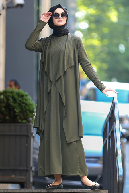Kaki- Nayla Collection - Robe Hijab 2354HK