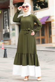 Kaki - Nayla Collection - Robe Hijab - 3129HK - Thumbnail