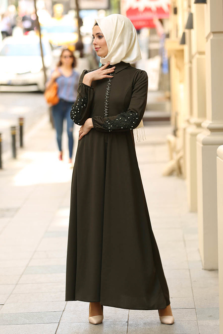 Kaki - Nayla Collection - Robe Hijab 42140HK