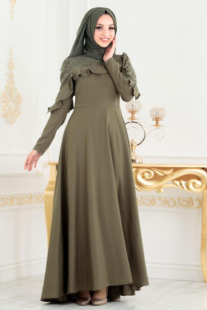 Kaki - Nayla Collection - Robe Hijab 42410HK - 2