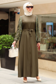 Kaki - Nayla Collection - Robe Hijab - 5010HK - Thumbnail