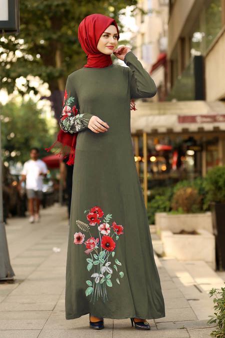Kaki - Nayla Collection - Robe Hijab 77950HK - 1