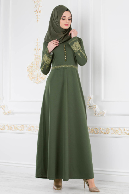 Kaki - Nayla Collection - Robe Hijab 8183HK