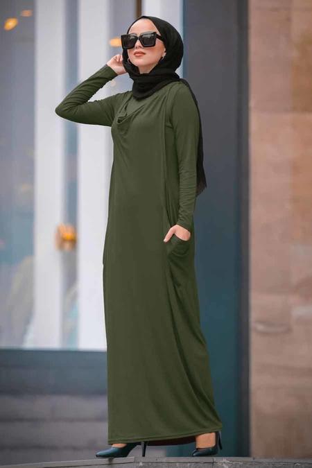 Kaki- Nayla Collection - robe hijab 956HK