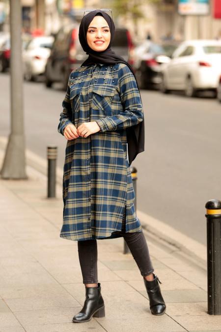 Kaki - Nayla Collection - Tunique Hijab 14049HK - 1